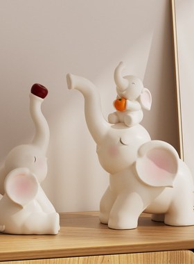 一家三口大象摆件高级感亲子象客厅电视酒柜新房子乔迁礼物装饰品