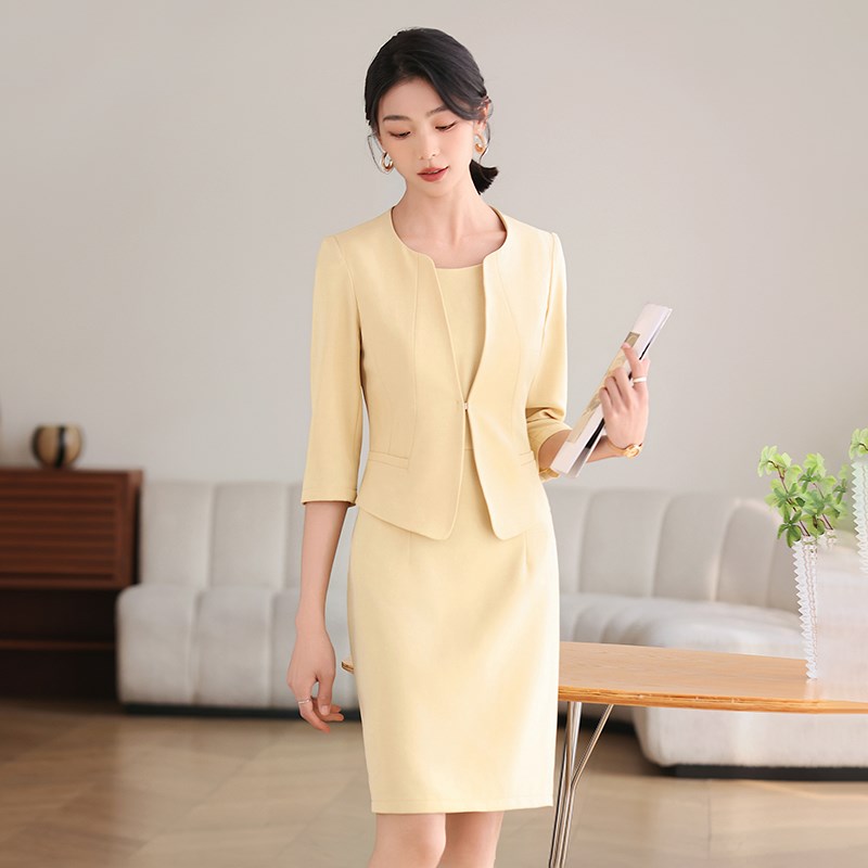 职业套装裙女洋气时尚气质主持人正装西装连衣裙酒店前台工作服