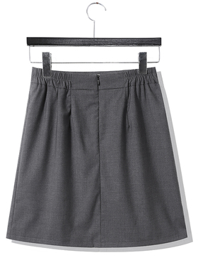 松紧腰职业a字裙大码灰色ol正装半身裙面试橡筋西装面料宽松短裙