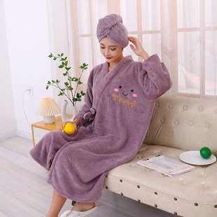 浴巾可穿可裹女大人洗澡浴裙干发帽比纯棉柔软吸水家用浴袍加大码