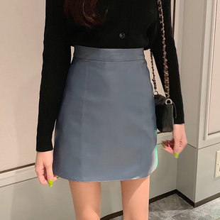 150cm小个子女装 145矮个子PU皮裙包臀A字短裙半身裙2020秋冬装