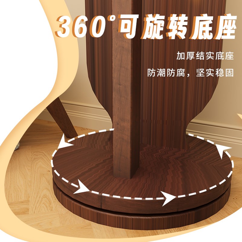 旋转穿衣镜全身落地镜可移动带置物架衣帽架一体简约家用试衣镜子