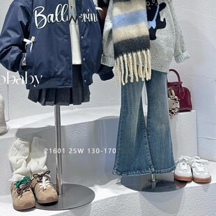 女童喇叭早春牛仔裤童装中大童2025单裤休闲长裤子百搭宽松老爹裤