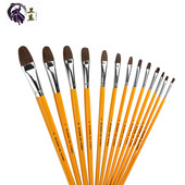油画笔狼毫绘画笔圆锋水彩笔丙烯油画笔套装 六支学生单只画笔美术
