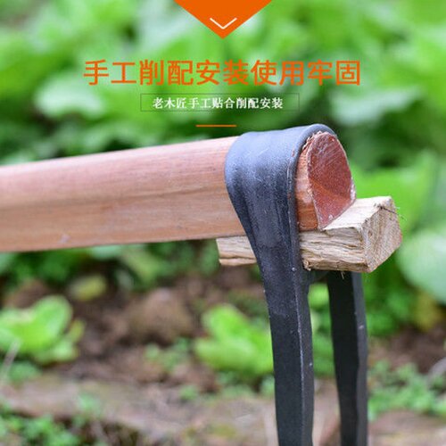 家用全钢长把二齿锄头两用挖土开荒种菜开垦种地农具两齿农用耙子
