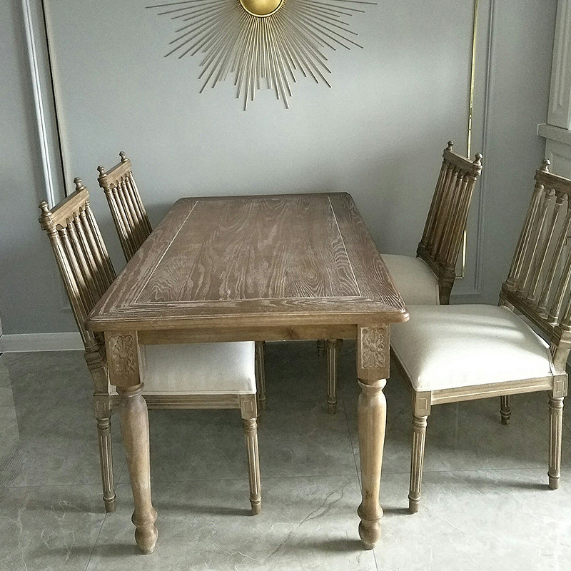 法式乡村复古椅子罗马柱实木靠背艺术椅子酒店餐厅设计师混搭餐椅