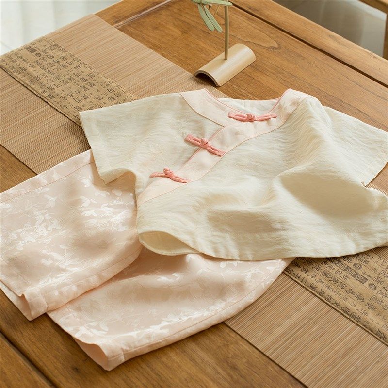 汉服新中式女装女童夏装中国风上衣儿童衬衫女宝唐装旗袍倒大袖薄