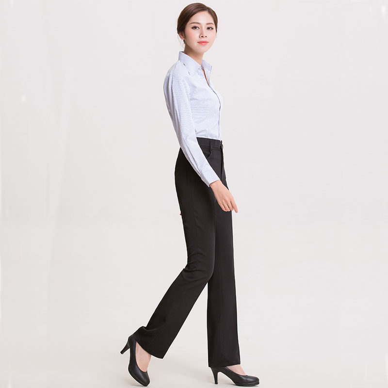 女装职业工装裤子正装裤修身弹力加绒加厚西裤大码黑色高腰工作裤