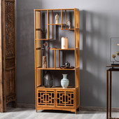 博古架新中式 多宝阁茶叶展示陈列柜茶室茶具置物古董货架客厅隔断