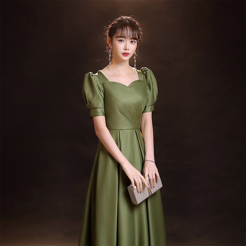 绿色晚礼服裙女法式学生艺考成人礼轻奢小众高端名媛气质长裙秋季