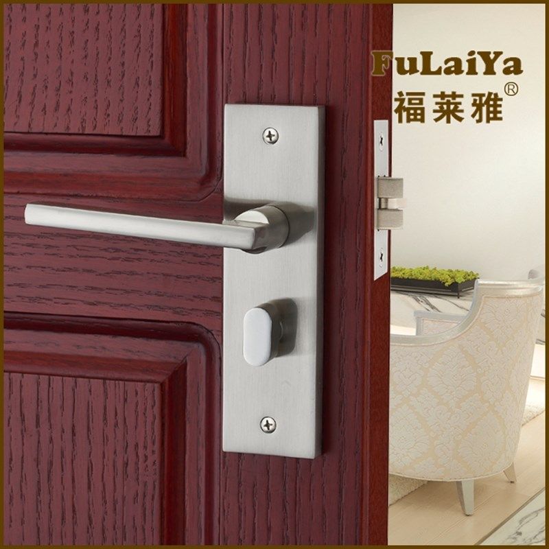 单舌门锁家用黑色锁具室内静音房间卧室卫生间老式门锁简约美式