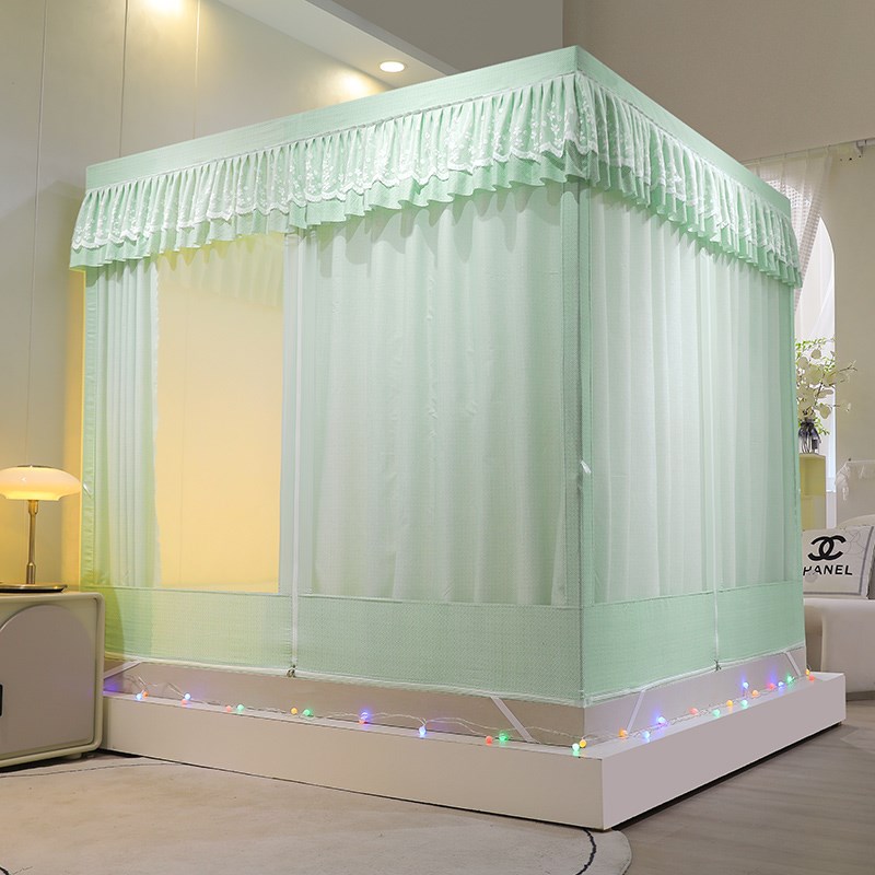 新款加粗坐床蚊帐双层遮光防摔家用床幔儿童蚊帐榻榻米防尘公主风