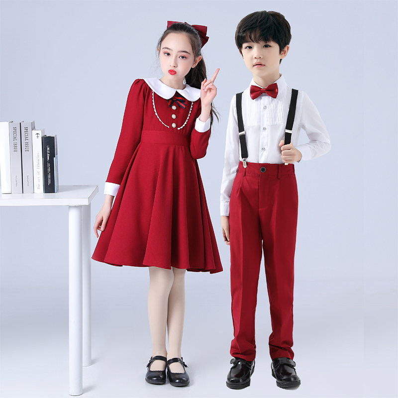元旦儿童合唱演出服女童舞蹈裙小学生主持人礼服男童朗诵表演服装