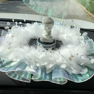 创意高档水钻佛车内装 可爱漂亮羽毛汽车防滑垫车载摆件个性 饰用品