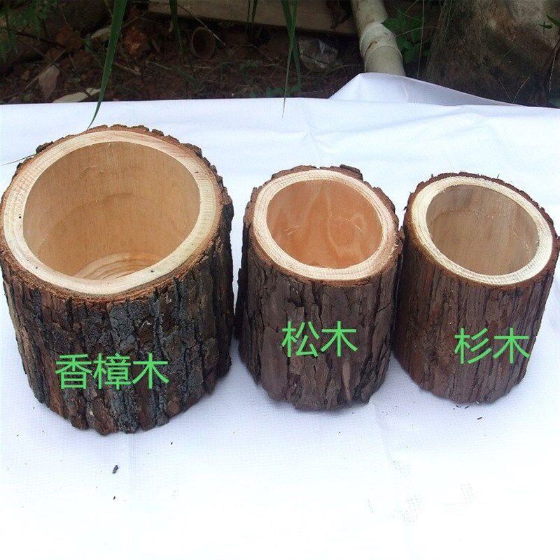 热销原木头实木松木花盆多肉植物盆栽铁皮石斛专用绿植创意花盆