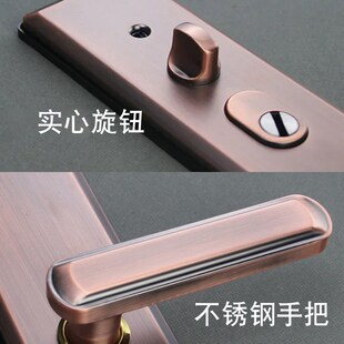热销不锈钢防盗门把手拉手锁壳大门门锁家用通用型红古铜双开门锁