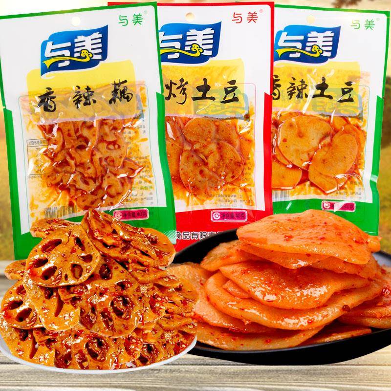 与美香辣土豆片香辣藕片真空包装开袋即食卤味零食烧烤土豆下饭菜