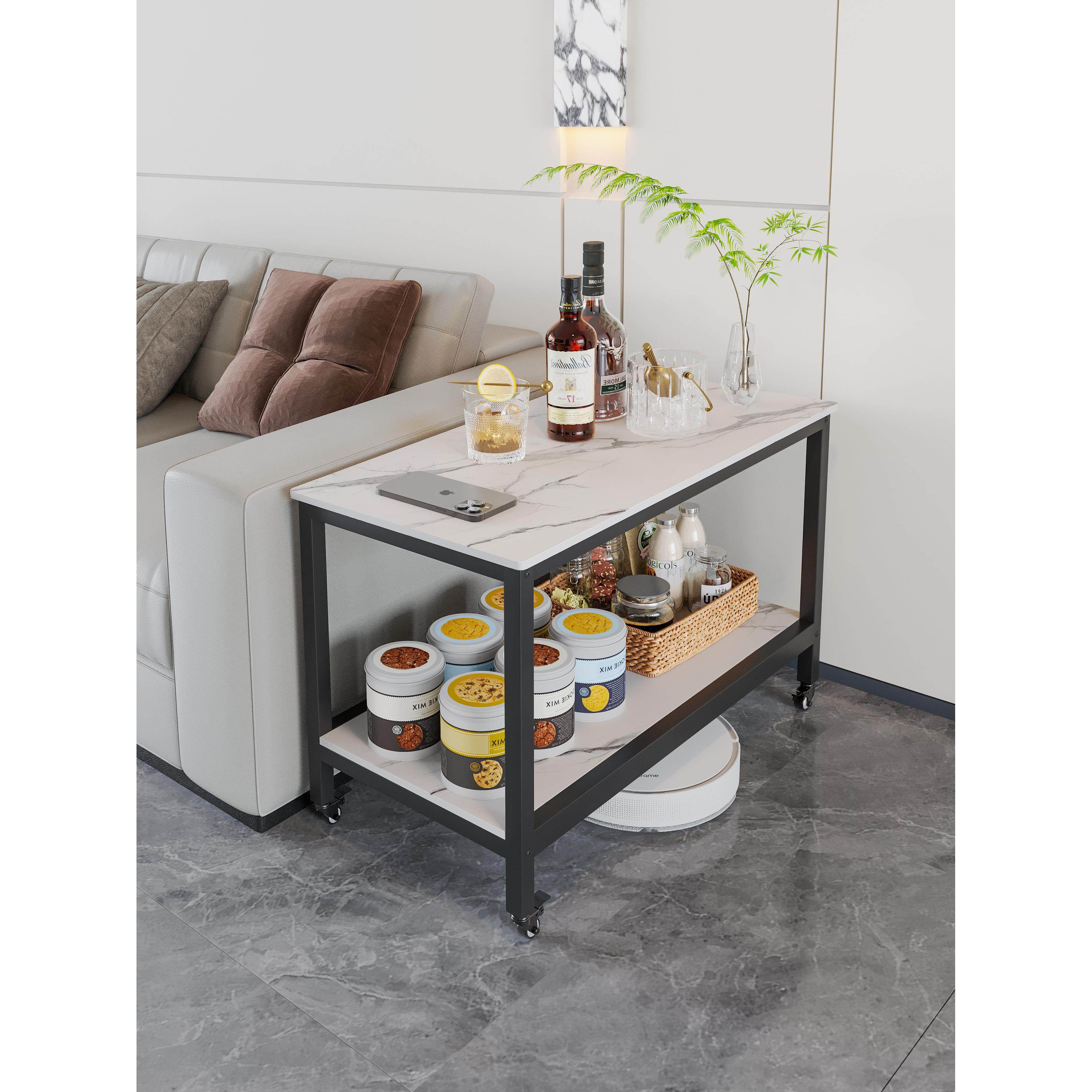 2025新款北欧轻奢岩板沙发边几客厅茶水边柜茶台桌双层置物可移动