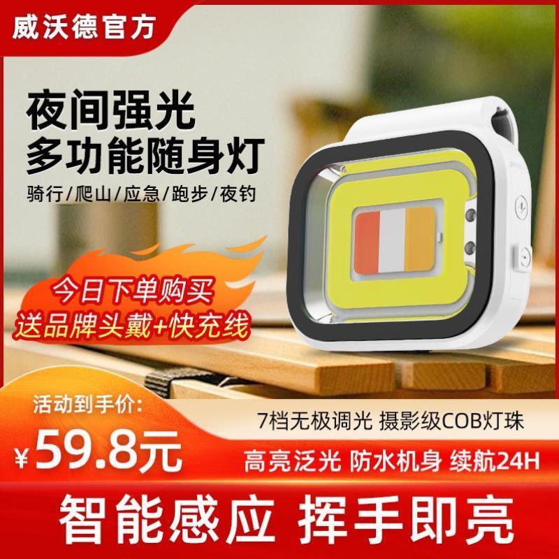 威沃德磁吸头灯迷你便携强光超亮照明灯户外钓鱼头戴式充电手电筒