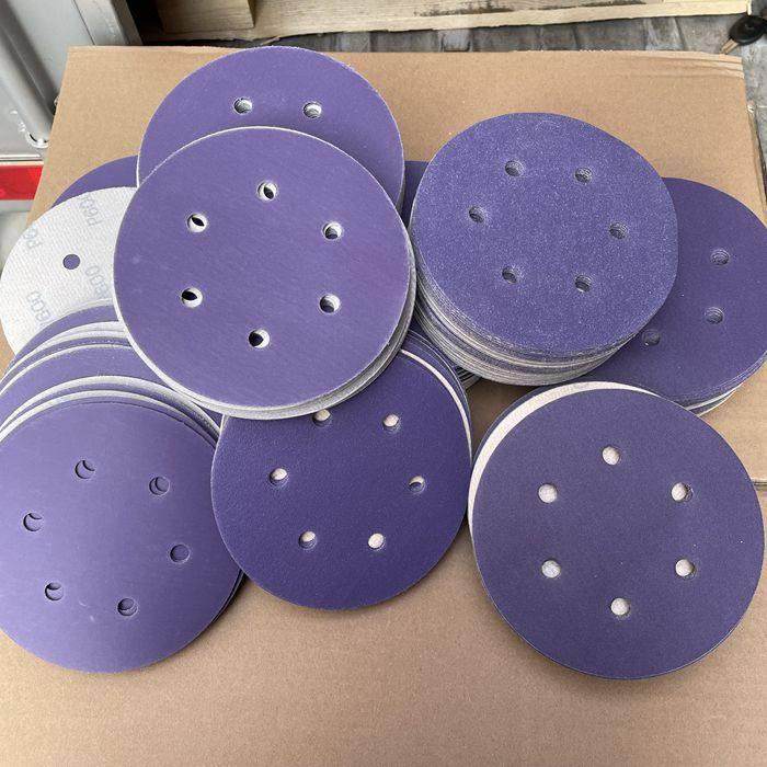 6寸6孔干磨砂纸Saber775C紫砂汽车打磨紫色陶瓷超耐磨砂纸不粘灰,标准件/零部件/工业耗材,砂纸,淘宝优惠券,粉丝福利购,淘宝优惠卷