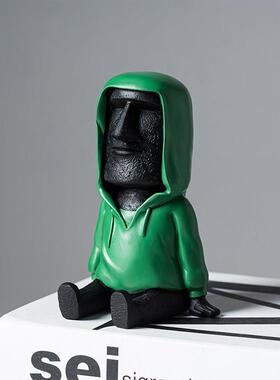 北欧创意树脂工艺品摆件客厅电视柜办公室桌面装饰品复活节岛石像