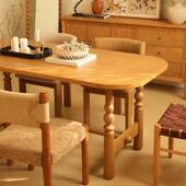 实木椭圆形大餐桌复古家用吃饭桌子新中式 设计师1.4米原木饭桌