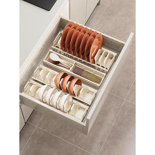 厨房碗碟收纳架橱柜内碗架多功能沥水碗篮盘子筷勺放碗一体置物架