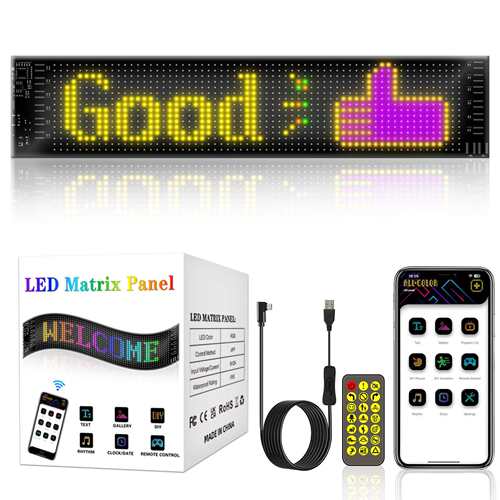 led柔性屏RGB幻彩软屏防水广告屏智能车贴车载表情屏16*64像素点