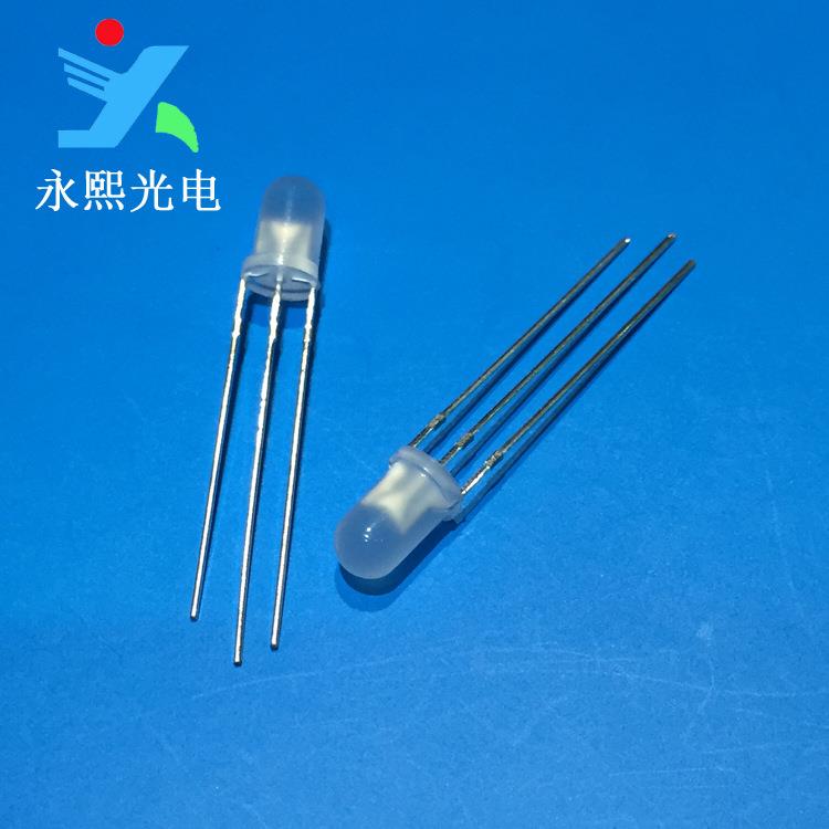 5MM雾状红蓝双色led灯珠发光二极管 直插f5共阴红蓝光