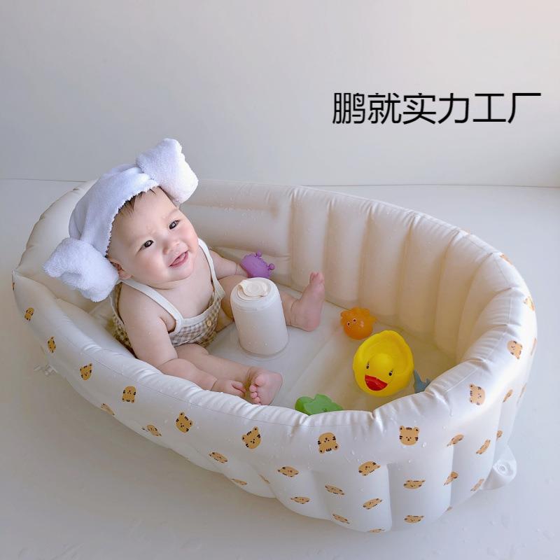 宝宝便携式充气洗澡盆新生婴儿洗澡盆婴儿沐浴盆可折叠躺家用浴盆
