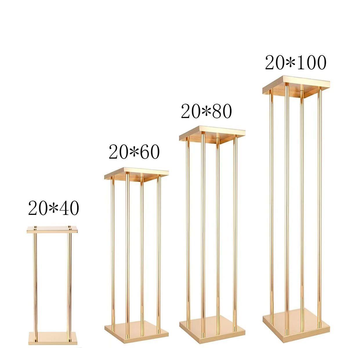 鳍鶆跨境新款金色金属架子电镀长方形花架几何方框婚庆路引婚礼道