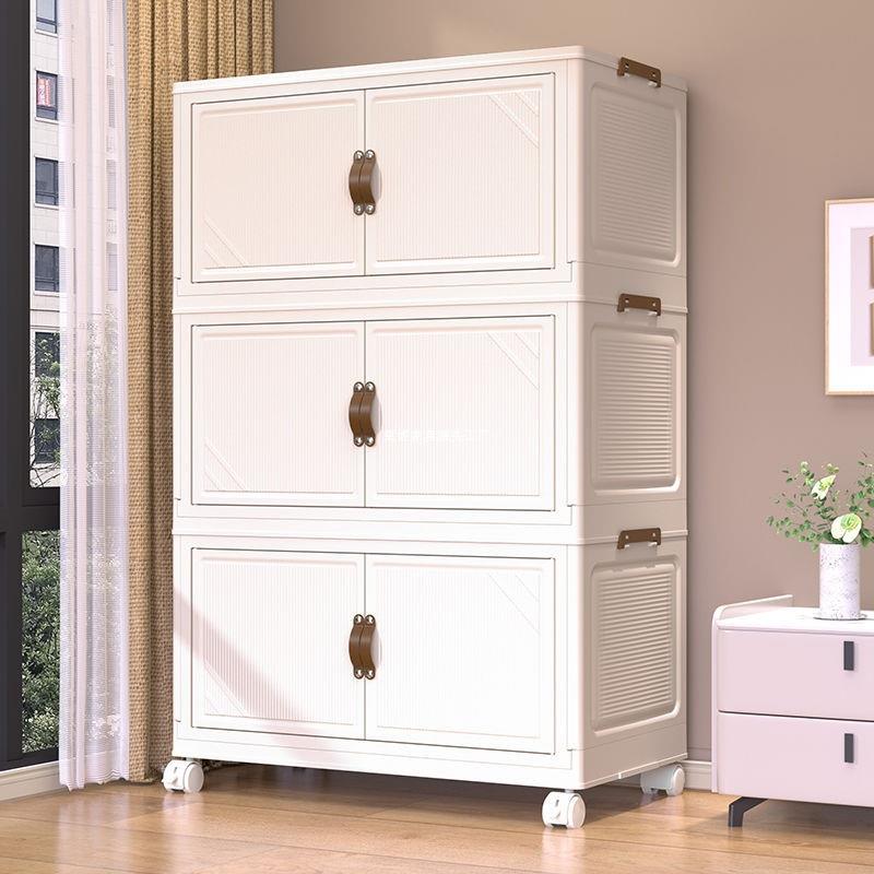 收纳箱前开门式储物柜子免安装折叠箱多层塑料收纳柜卧室客厅收纳