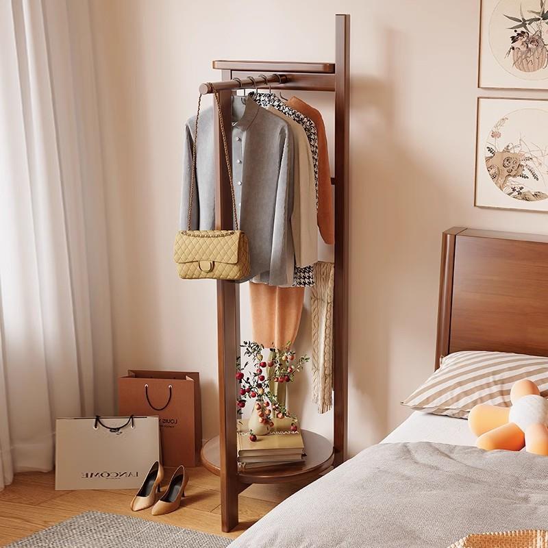 实木衣帽架落地挂衣架家用卧室角落床头置物架小户型衣服收纳架子