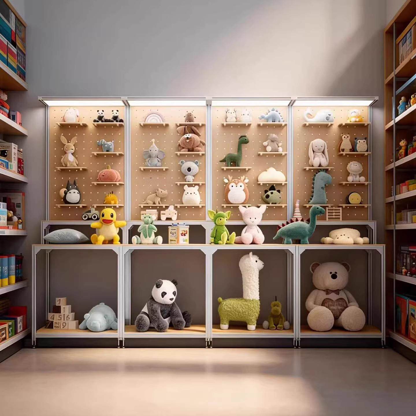 简约风饰品展示柜铝型材海洋板展示架带灯产品陈列柜家用商用置物