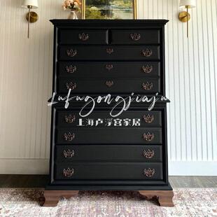 法式复古实木斗柜储物柜 别墅样板间多层抽屉柜卧室床尾收纳柜