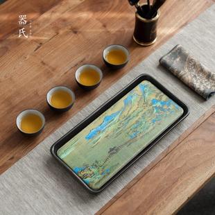 器氏陶瓷壶承家用简约储水干泡台茶道功夫茶具创意复古吸水茶托盘