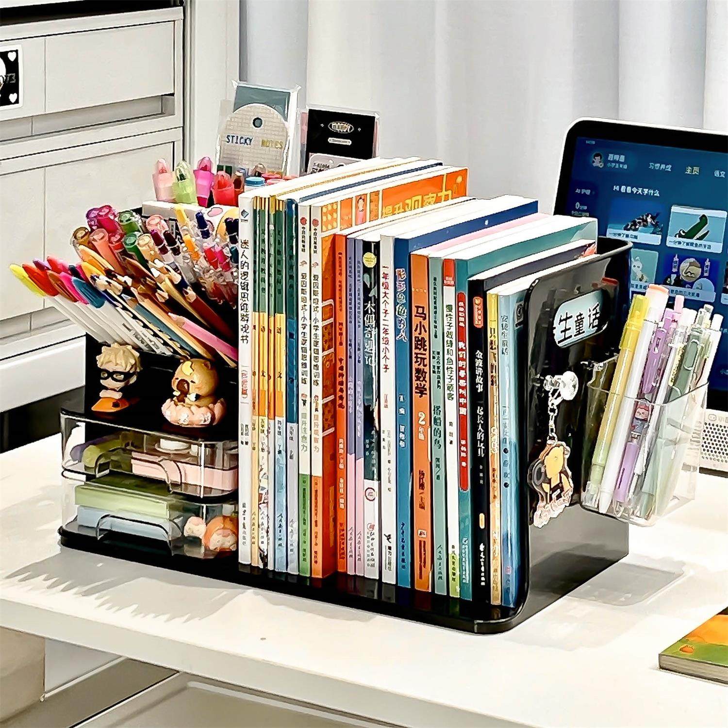 笔筒儿童男孩桌面大容量马克笔收纳盒书桌斜插式笔桶笔架2025新款