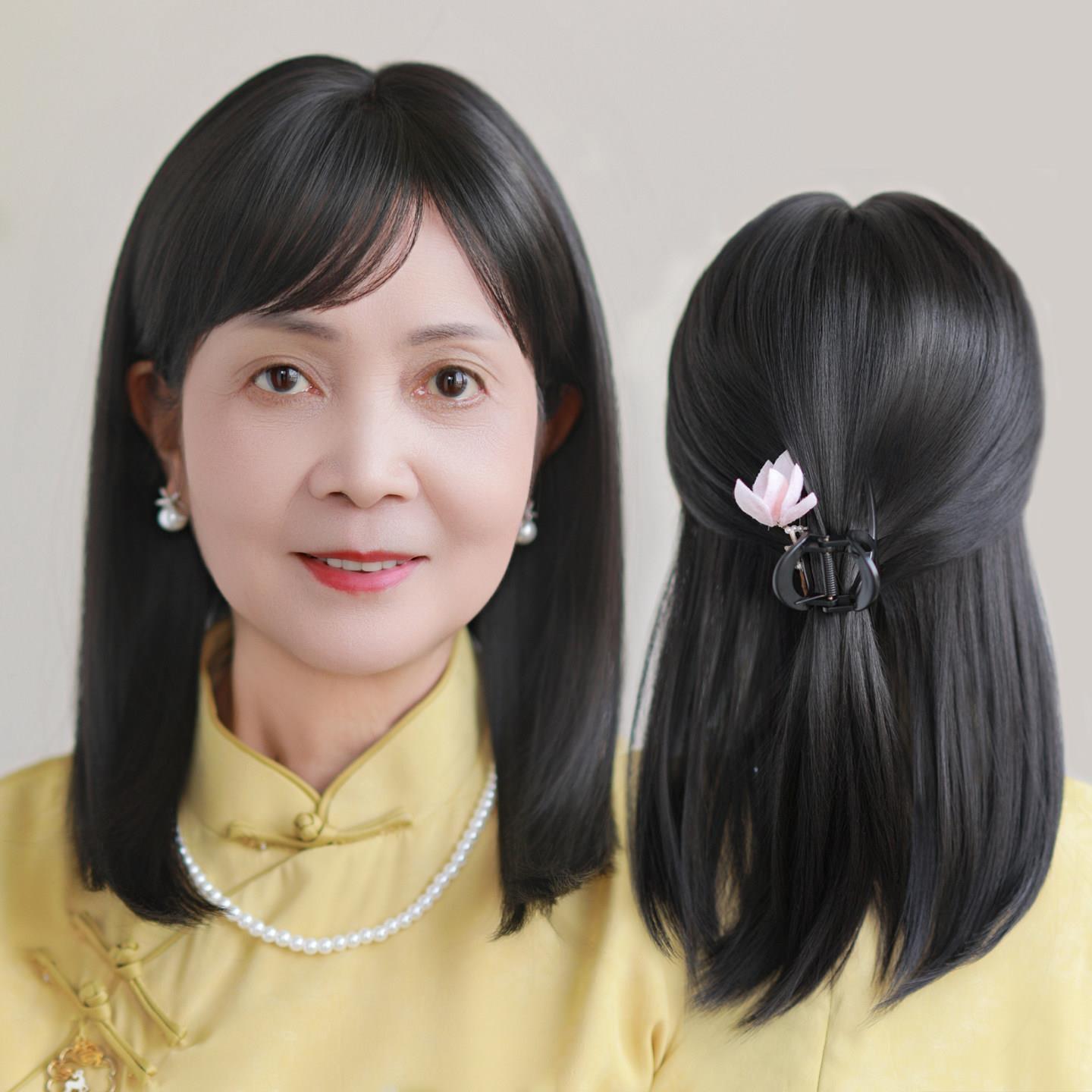 假发女中长发全头套化疗后光头女士真人发丝假头发套薄款仿真自然