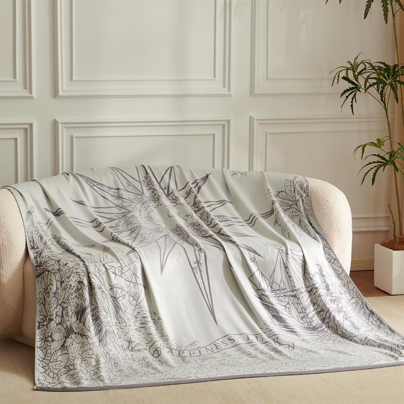 A类竹纤维盖毯夏季凉感披肩毛巾被沙发毯子冰丝提花午睡小空调毯