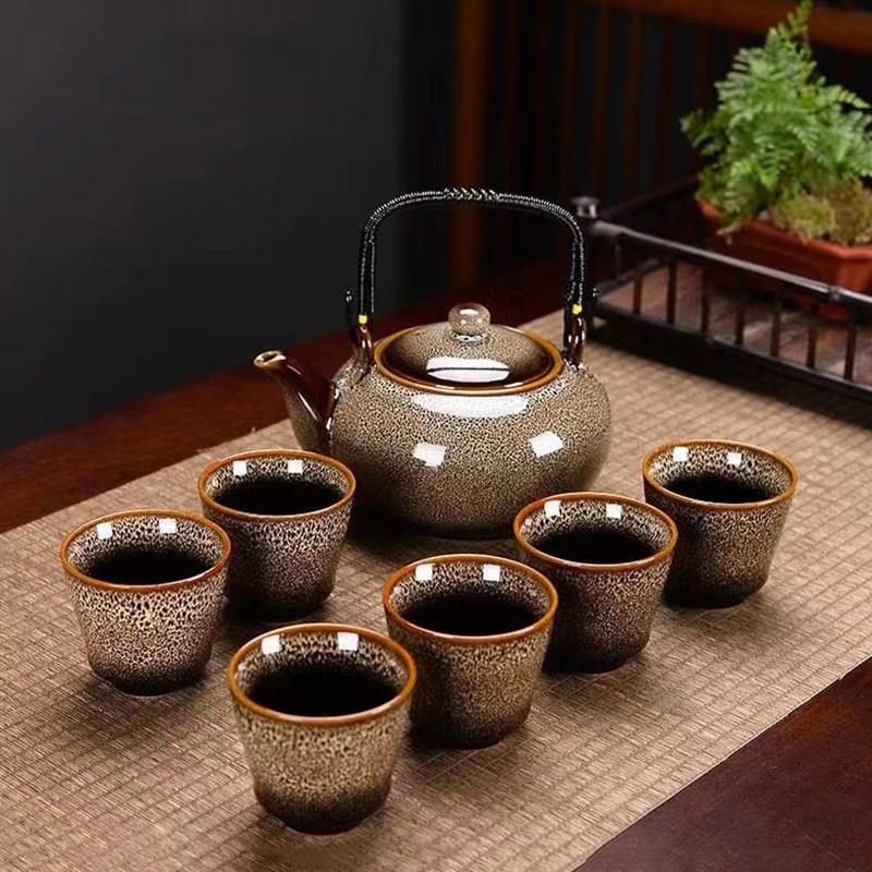 大号陶瓷茶壶茶杯家用超大容量提梁壶哥窑功夫茶具套装礼盒装送礼