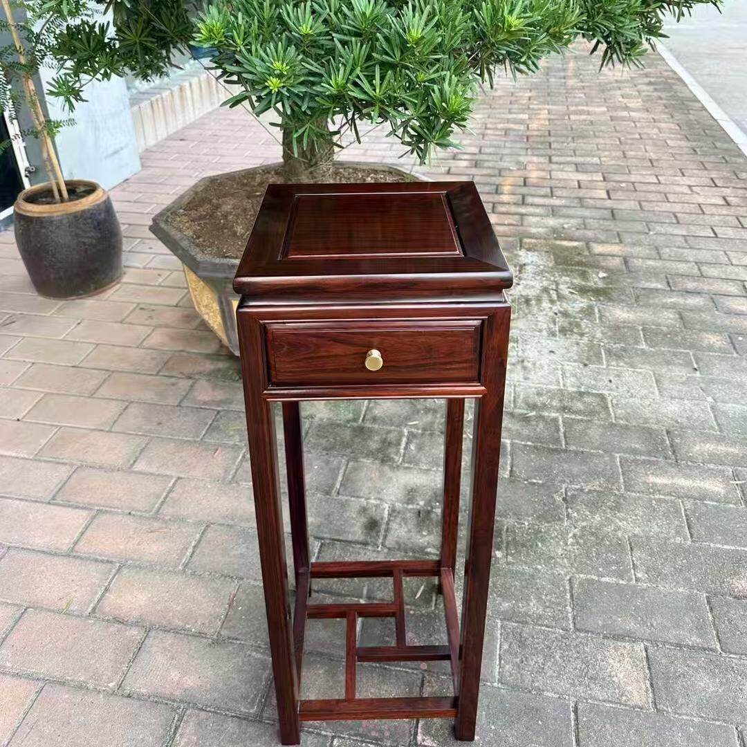 新中式花架客厅落地式花几阳台室内盆景酸枝木高中低花几置物架子
