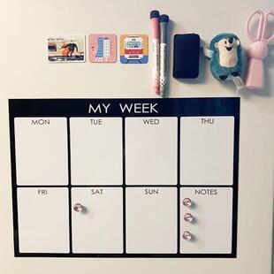 周计画表墙贴备忘日程表每日记录记事板可擦写白板贴磁铁磁铁贴