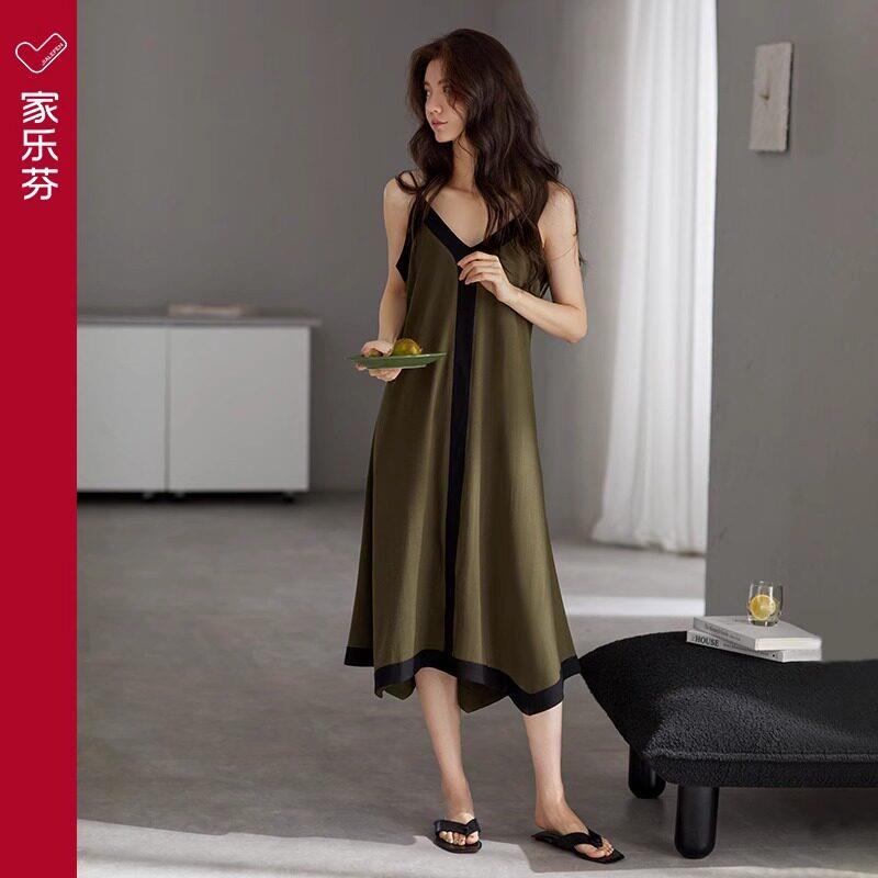 家乐芬带胸垫一体吊带睡裙女睡衣夏季夏款夏天莫代尔背心冰丝长款