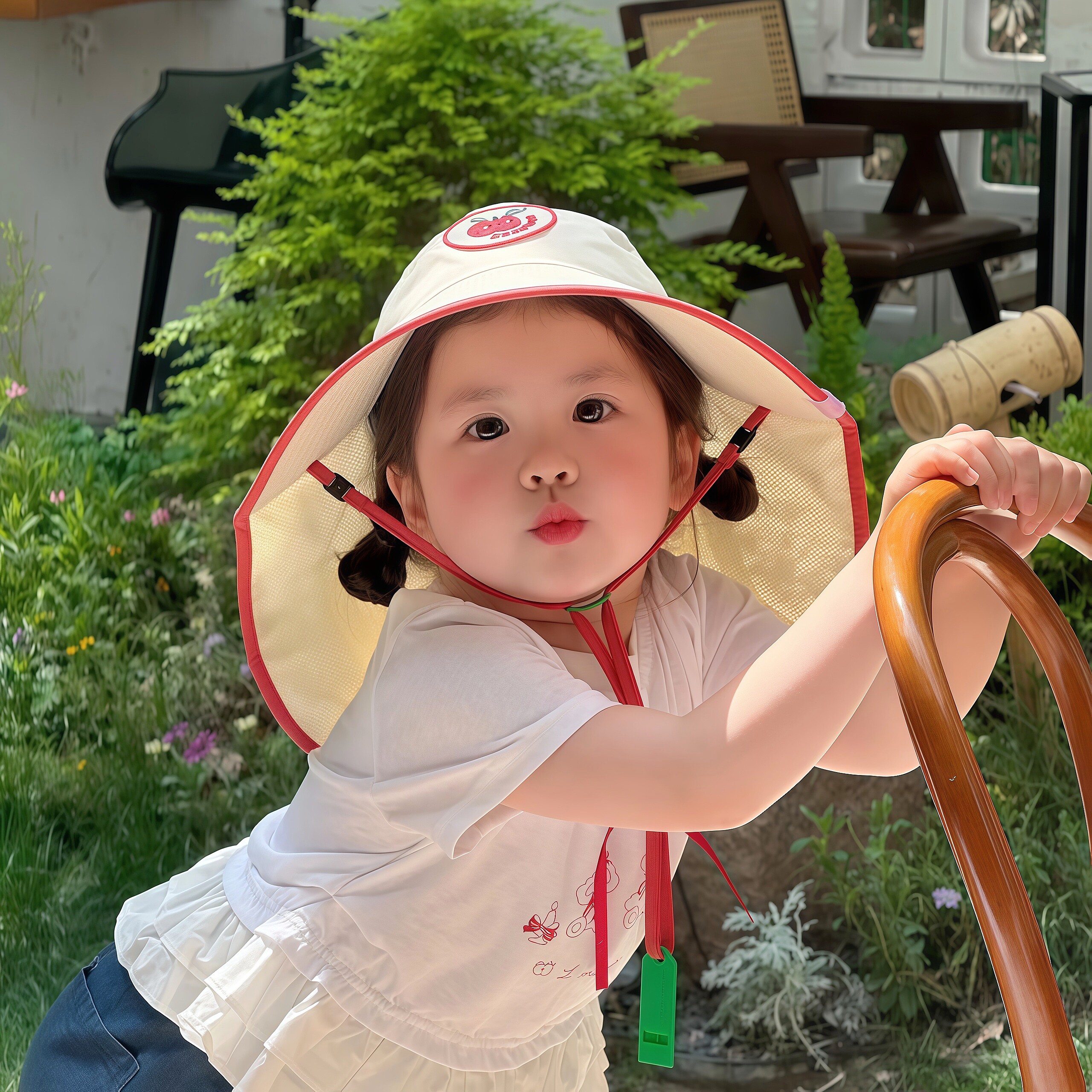 小苹果儿童防晒帽女童大帽檐防紫外线可折叠宝宝遮阳帽太阳帽遮脸