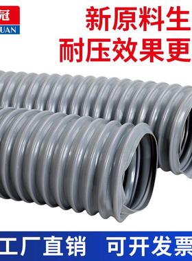 直销新款PVC灰色钢丝管增强管钢丝软管 塑料波纹管工业木工机械吸