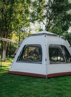 新款直销KL露营帐篷全套自动户外野营速开5-8人白色便携家用六角
