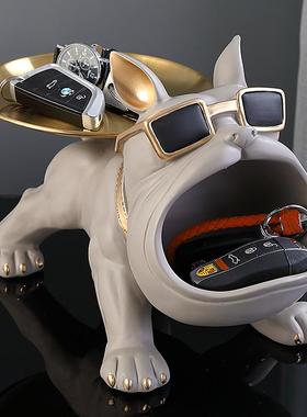 直销新款创意斗牛犬进门口放钥匙的摆件玄关鞋柜收纳盒家里摆设品