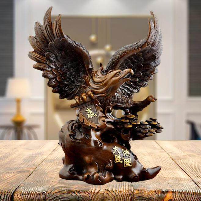 直销新款大展宏图老鹰摆件大鹏展翅仿木树脂雄鹰工艺品开业送礼品