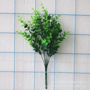 家居装 直销新款 饰塑料花假花绿植盆栽插花配草仿真尤加利金钱叶工
