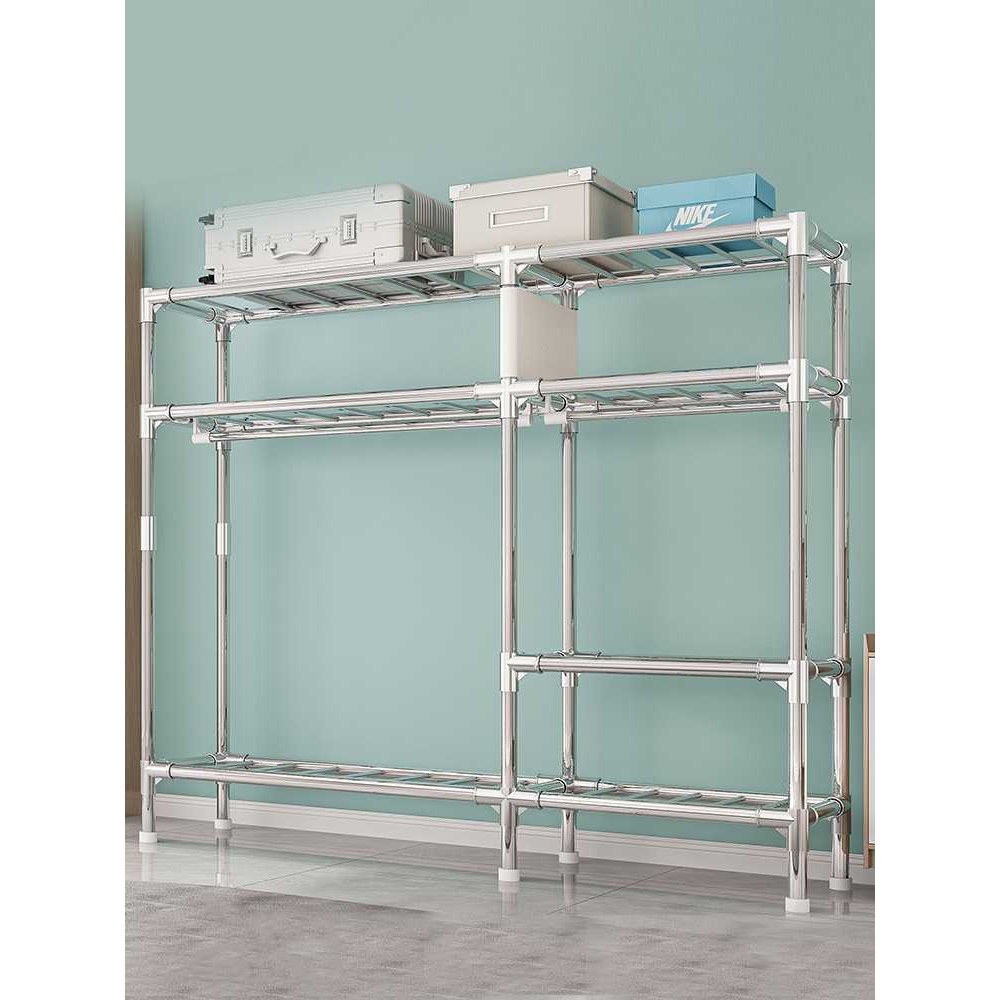 新款直销牛津布衣柜家用全钢管大衣架防尘衣橱卧室租房单双人简易